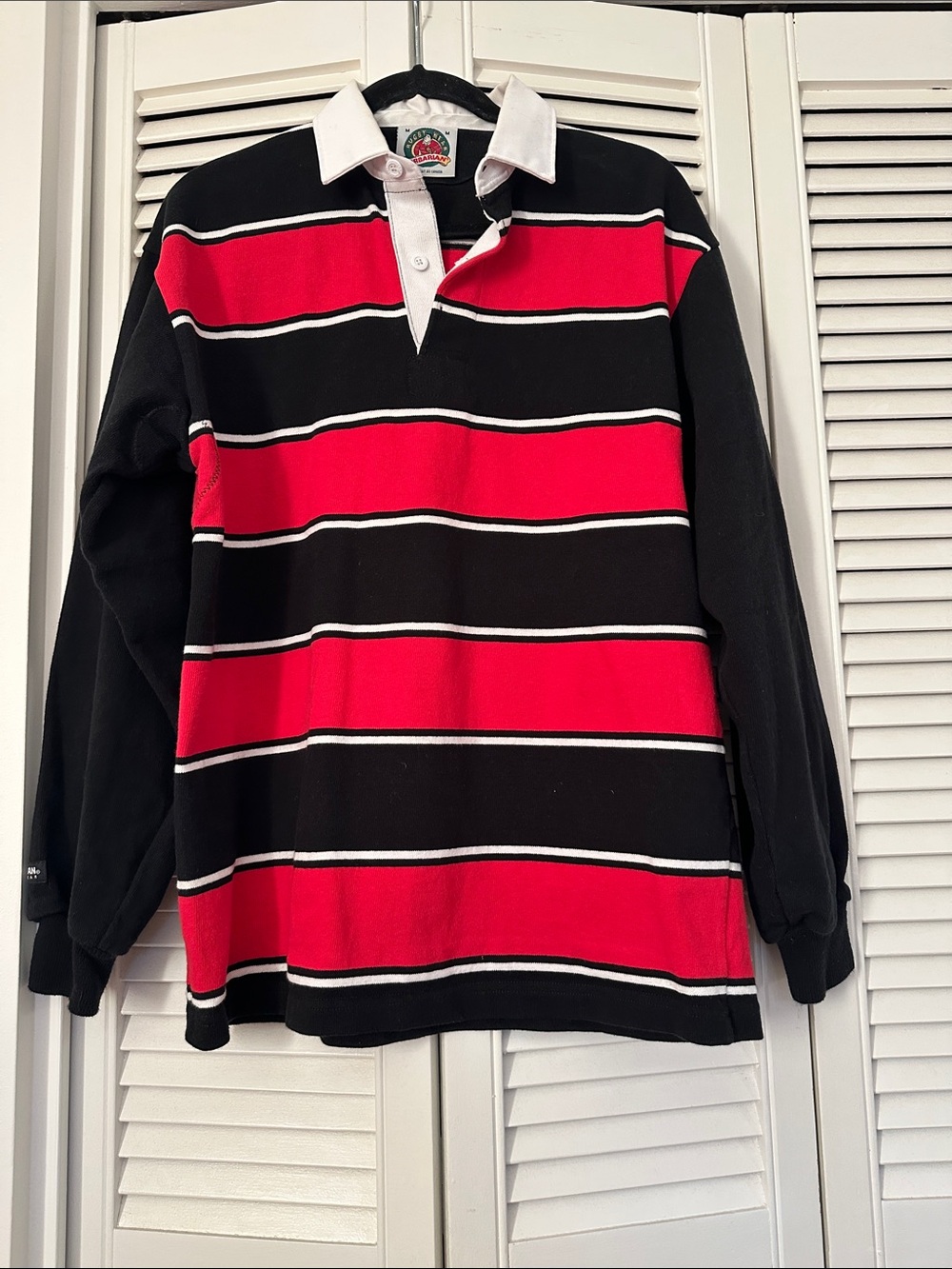 Classic Barbarian Rugby Shirt black red and white stripe size M